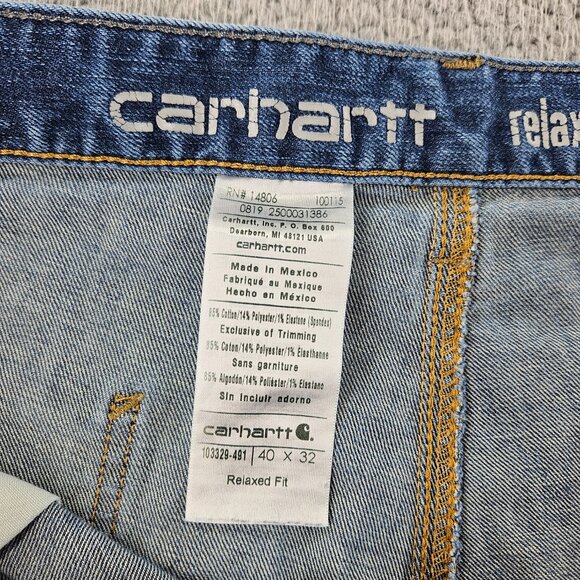 Carhartt Jeans Mens 40x32 Blue Relaxed Work Utility Carpenter Pants Double Knee - Picture 6 of 16